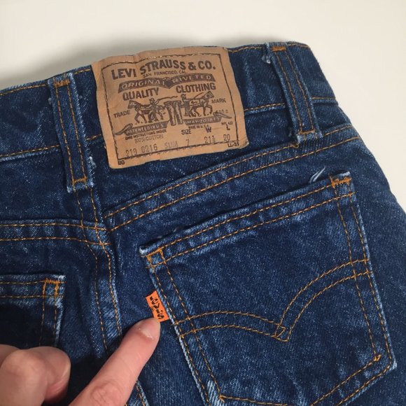 Vintage 80s Levis Orange Tab Slim 219 0216 Kids Size 7 - Picture 3 of 7
